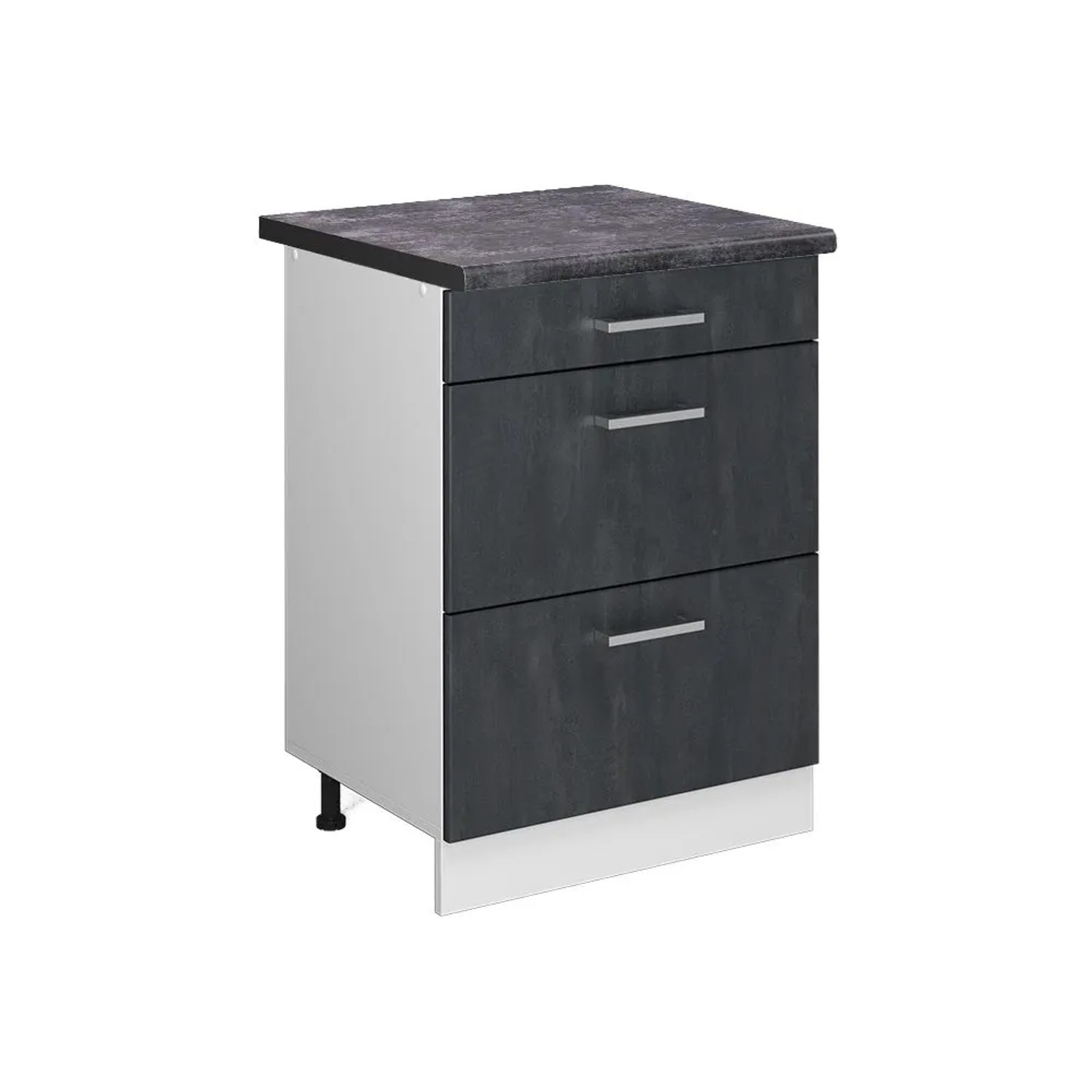 Vicco Küchenunterschrank R-Line Schubladenschrank für die Küche Schwarz Beton 60 cm AP Anthrazit mit Weiß Korpus