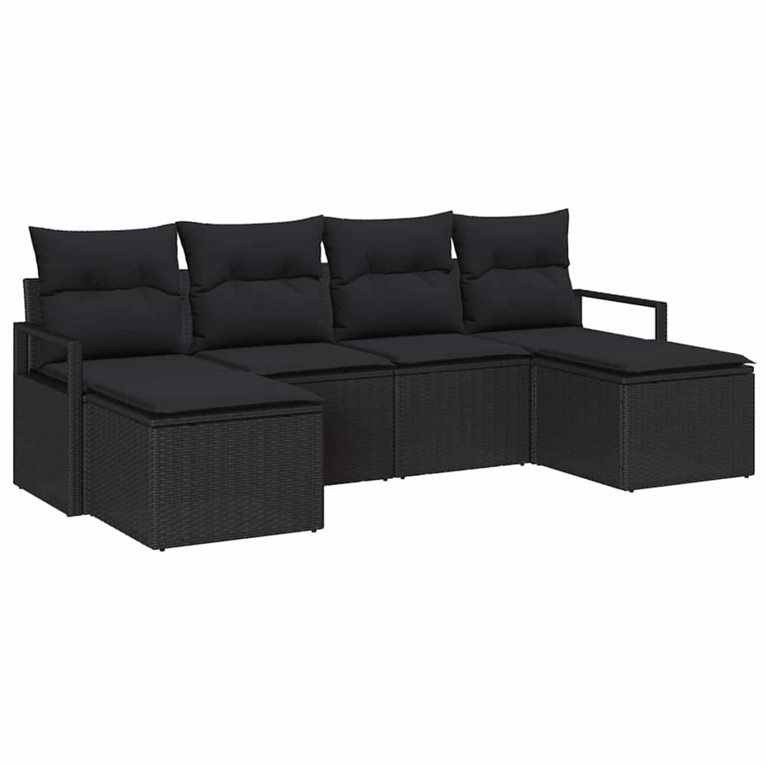 vidaXL Garten-Sofa-Set 6-Tlg Schwarz Poly Rattan 3346493 günstig online kaufen