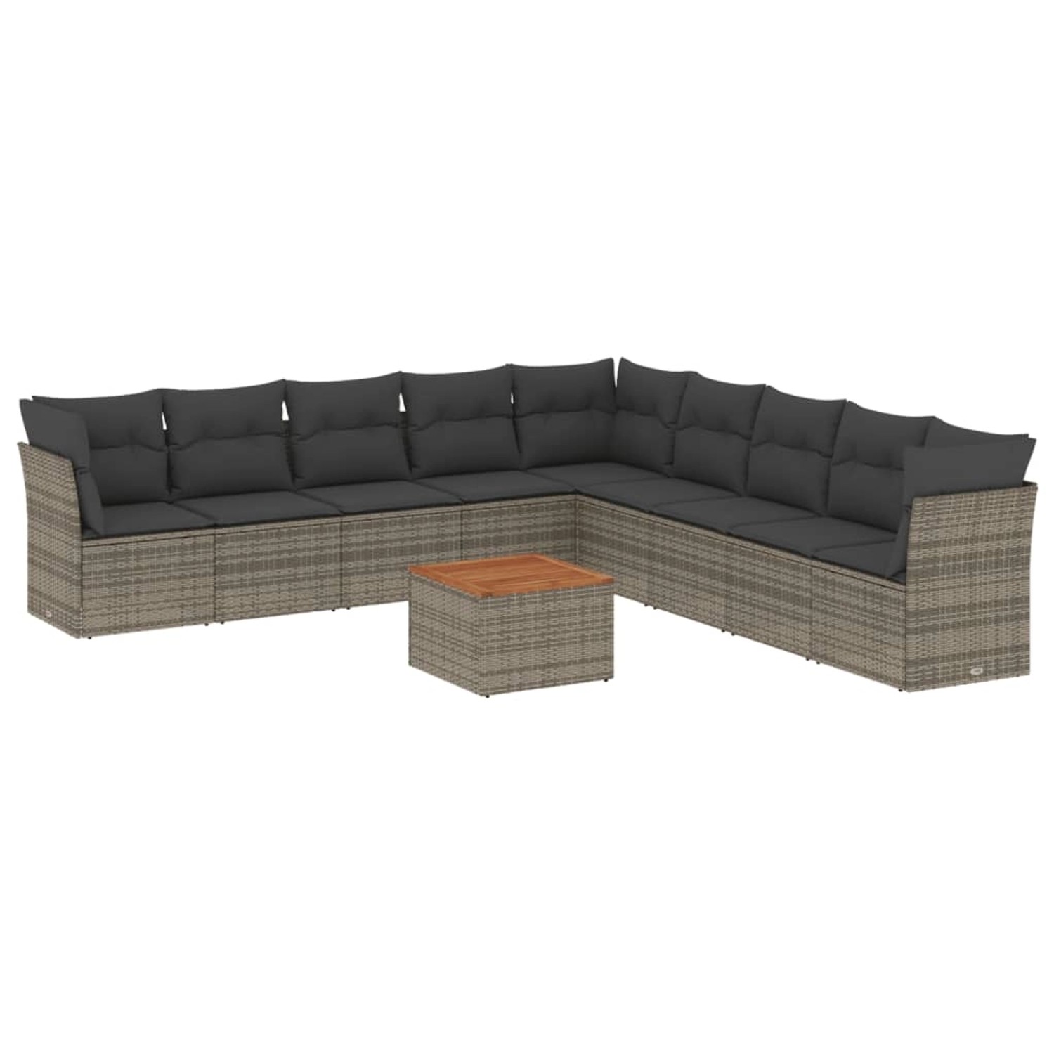 vidaXL 10-Tlg Garten-Sofagarnitur mit Kissen Grau Poly Rattan 3256025 günstig online kaufen