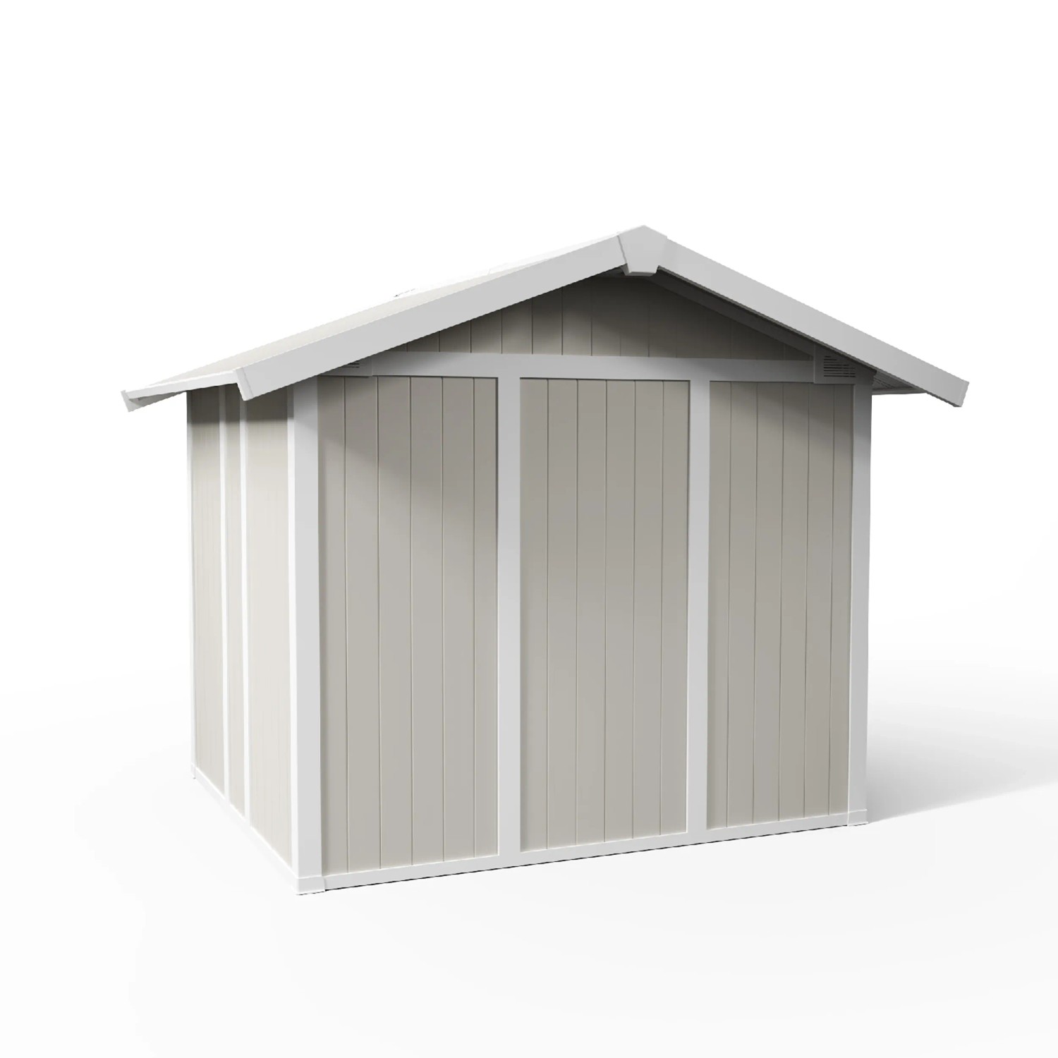 Grosfillex Gerätehaus Utility 4,9 in Graugrün, Kunststoff-Gartenhaus mit Doppeltür.
