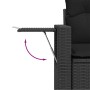 Detailaufnahme: Schwarzes vidaXL Garten-Sofa-Set mit ausklappbarem Tisch aus Poly Rattan.