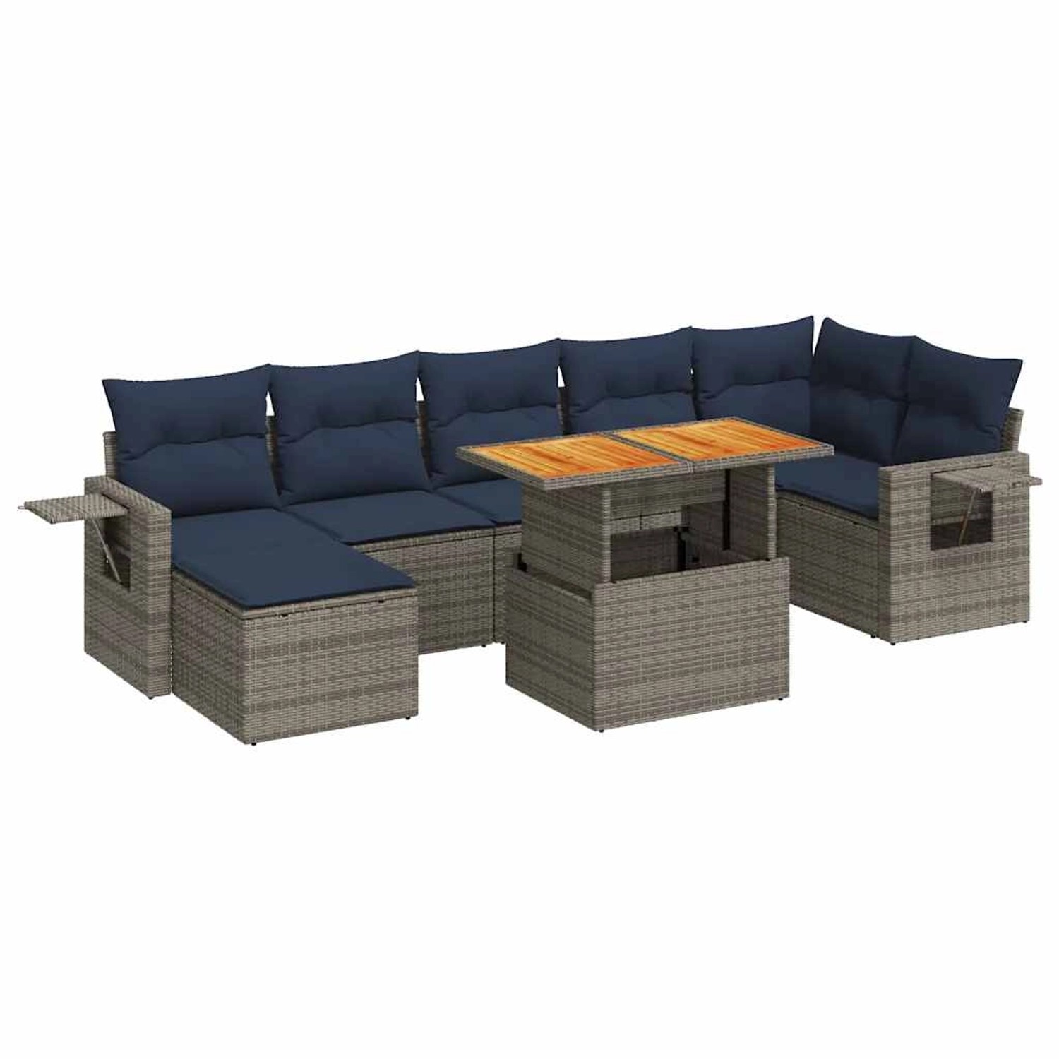 vidaXL 8-Tlg Garten-Sofagarnitur mit Kissen Grau Poly Rattan 3327183 günstig online kaufen