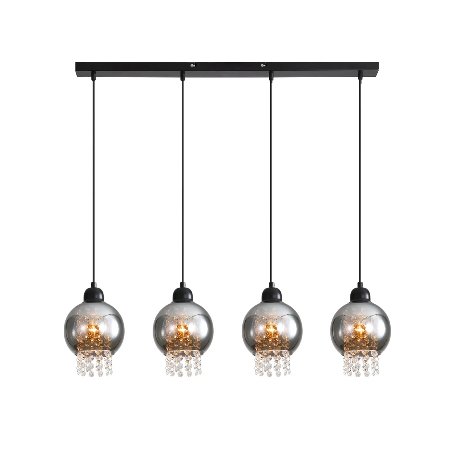 NETTLIFE Schwarz Kristall Esstisch Anhänger Licht E27 Moderne Hängende Lampe Für Wohnzimmer