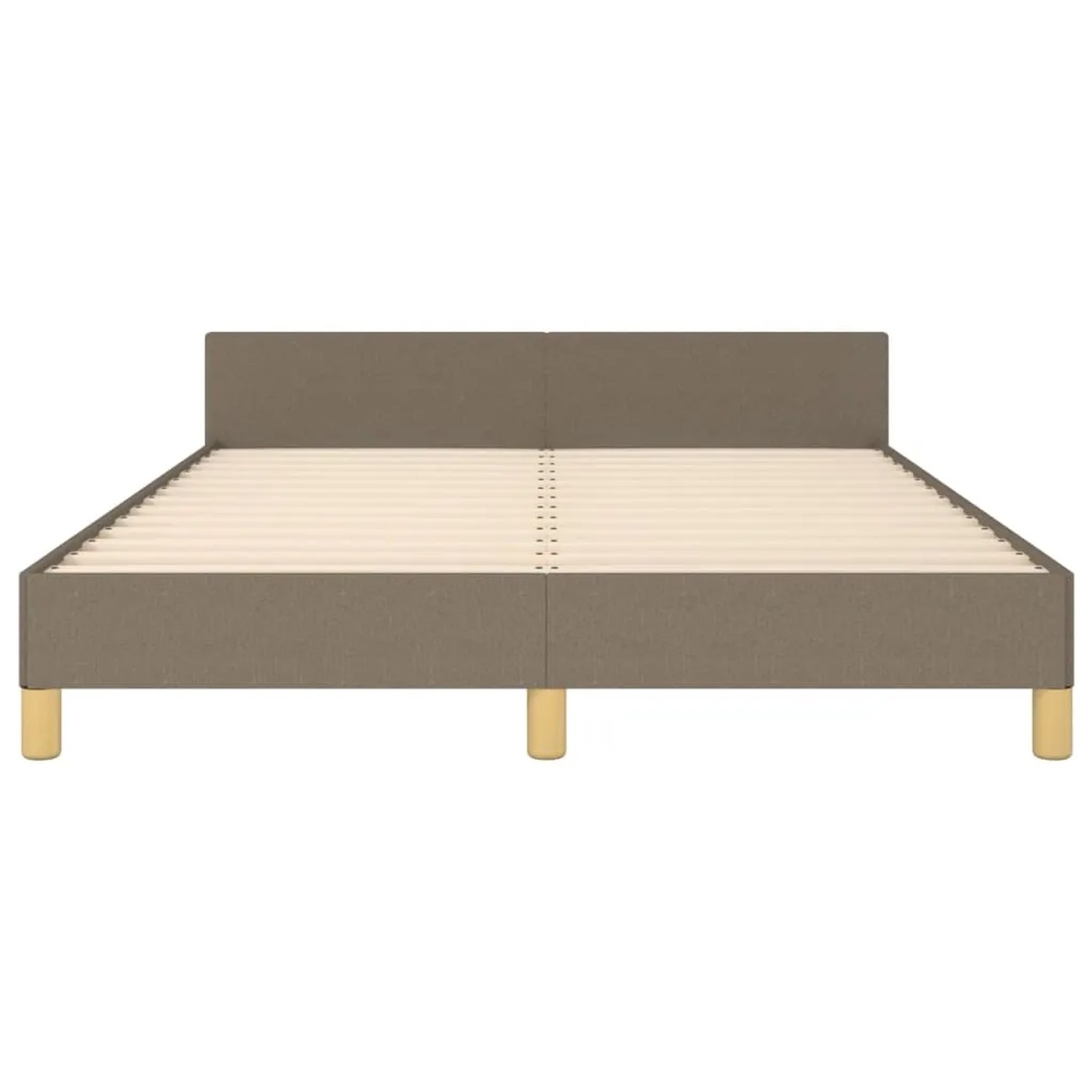 vidaXL Bettgestell mit Kopfteil, taupefarbener Stoff, 140x190 cm. Modernes Doppelbett mit Holzlattenrost.