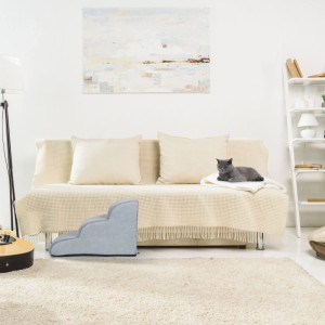 Relaxdays Hundetreppe mit 3 Stufen Schaumstoff Polyester Grau Abnehmbar Rutschhemmend 33 cm x 41 cm x 54 cm 1,7 kg
