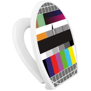 Banjado Familien WC-Sitz mit Absenkautomatik, Testbild-Motiv. WC-Deckel mit integriertem Kindersitz.