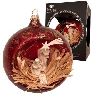 Krebs Glas Lauscha Weihnachtskugel Krippenszene Rot 10cm