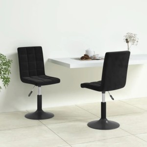 Zwei schwarze, drehbare Esszimmerstühle aus Samt von vidaXL. Modernes Design für Esszimmer und Wohnbereich.