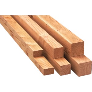 Gehobeltes Lärchen Kantholz, 90x90x3000 mm, ideal für Dachausbau und Holzkonstruktionen.
