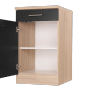 Respekta Unterschrank Merle, 50 cm, Schwarz, mit offener Tür und Schublade. Küchenunterschrank.