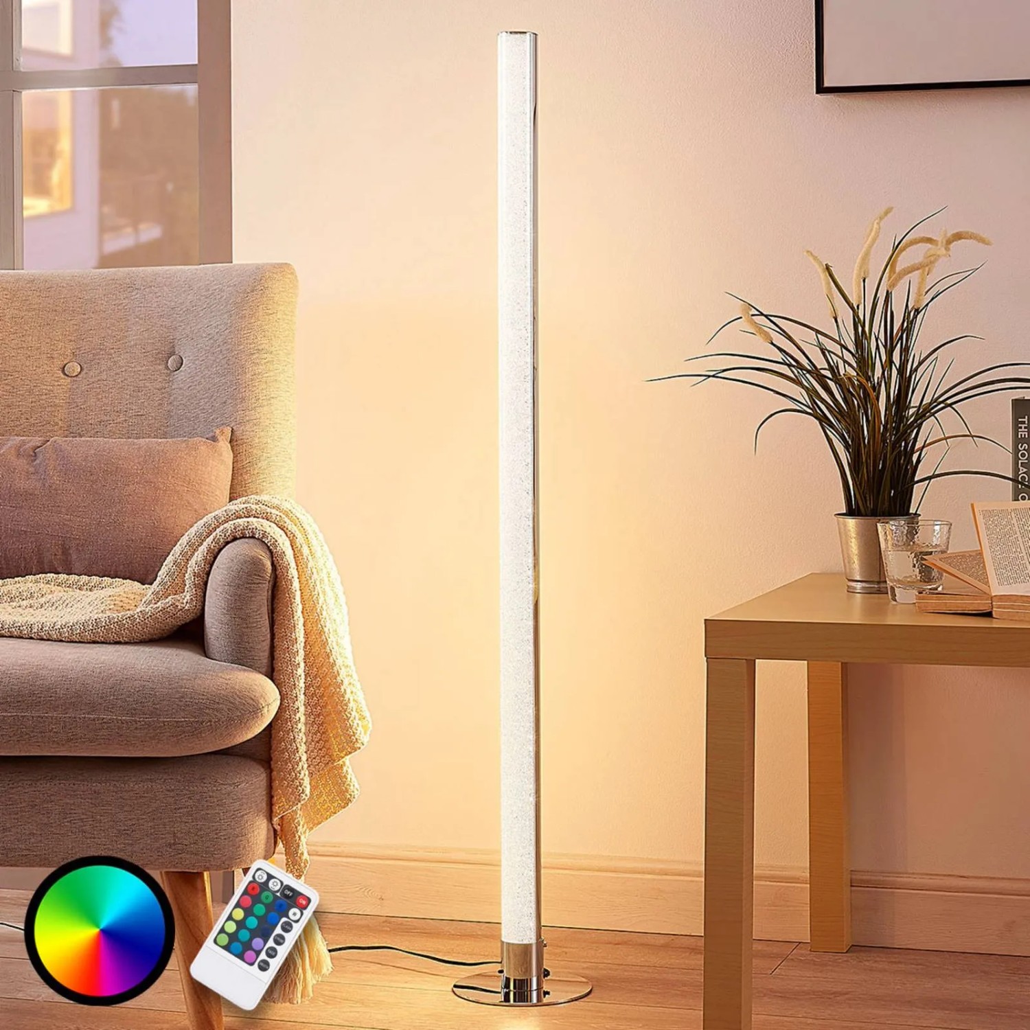 Lindby LED Stehlampe Hadis 9621743 Dimmbar mit Leselampe Modern in Chrom 1-flammig Wohnzimmerleuchte_3