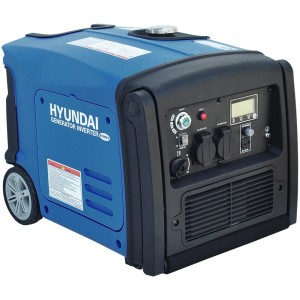 Blauer Hyundai Inverter-Generator HY3200SEi D mit 3200 W Leistung und Elektrostart.