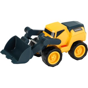 Gelber Volvo Power Radlader aus Kunststoff, robustes Spielzeug für Kinder.