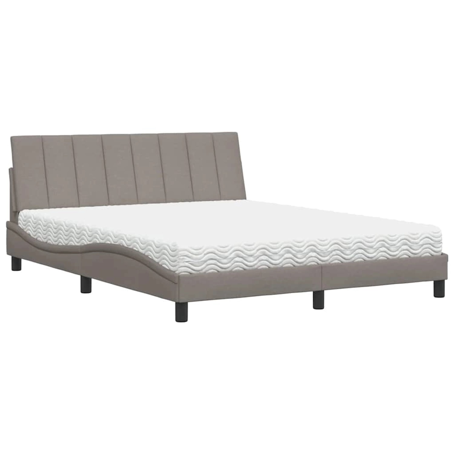 vidaXL Bett mit Matratze Hanko Taupe 160x200 cm Stoff 3310542