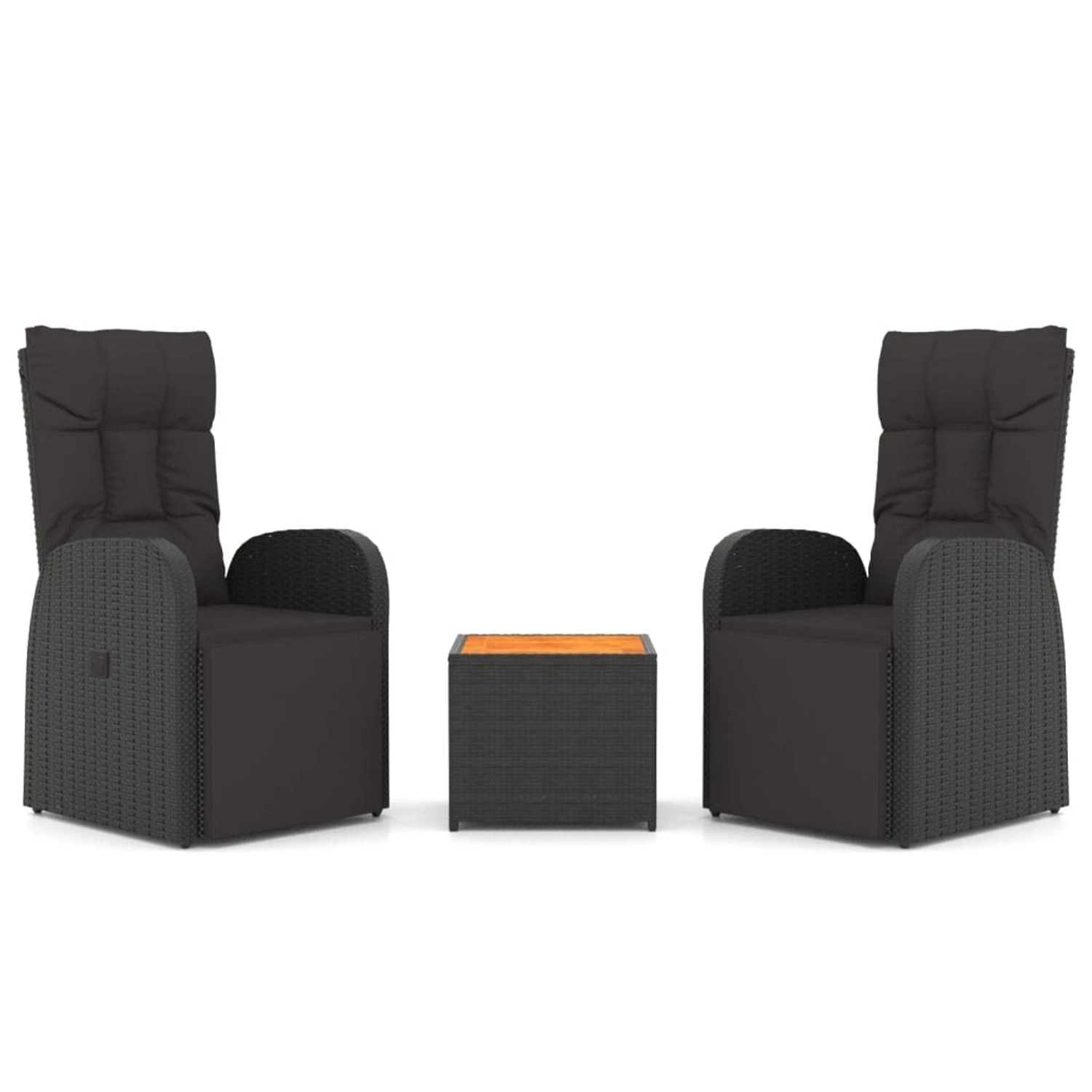 vidaXL 3-tlg Garten-Lounge-Set Schwarz Poly Rattan Massivholz Akazie Modell 2