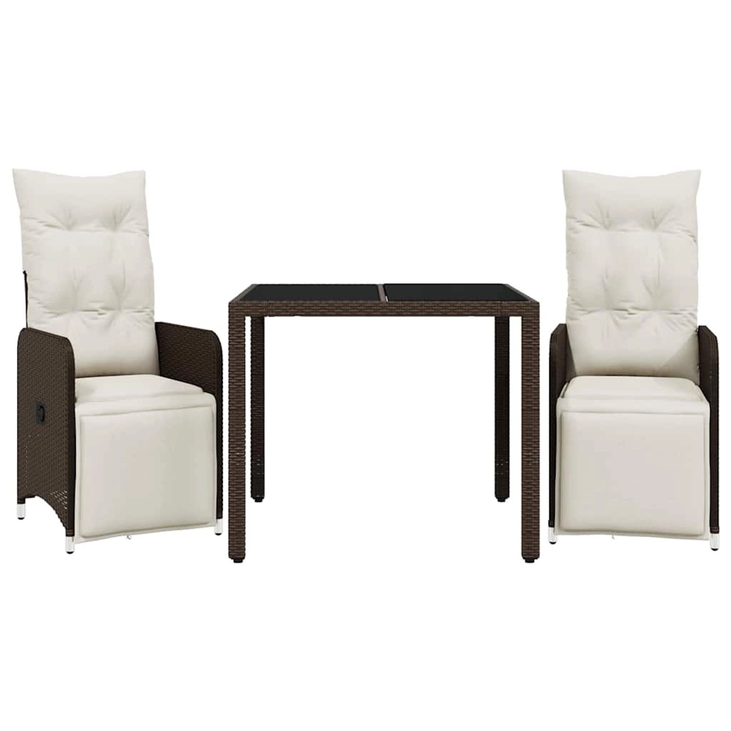 vidaXL 3-Tlg Garten-Bistro-Set mit Kissen Braun Poly Rattan 3277187 günstig online kaufen