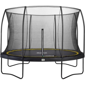 Schwarzes Salta Trampolin Comfort Edition, Ø 366 cm, mit Sicherheitsnetz für den Garten.