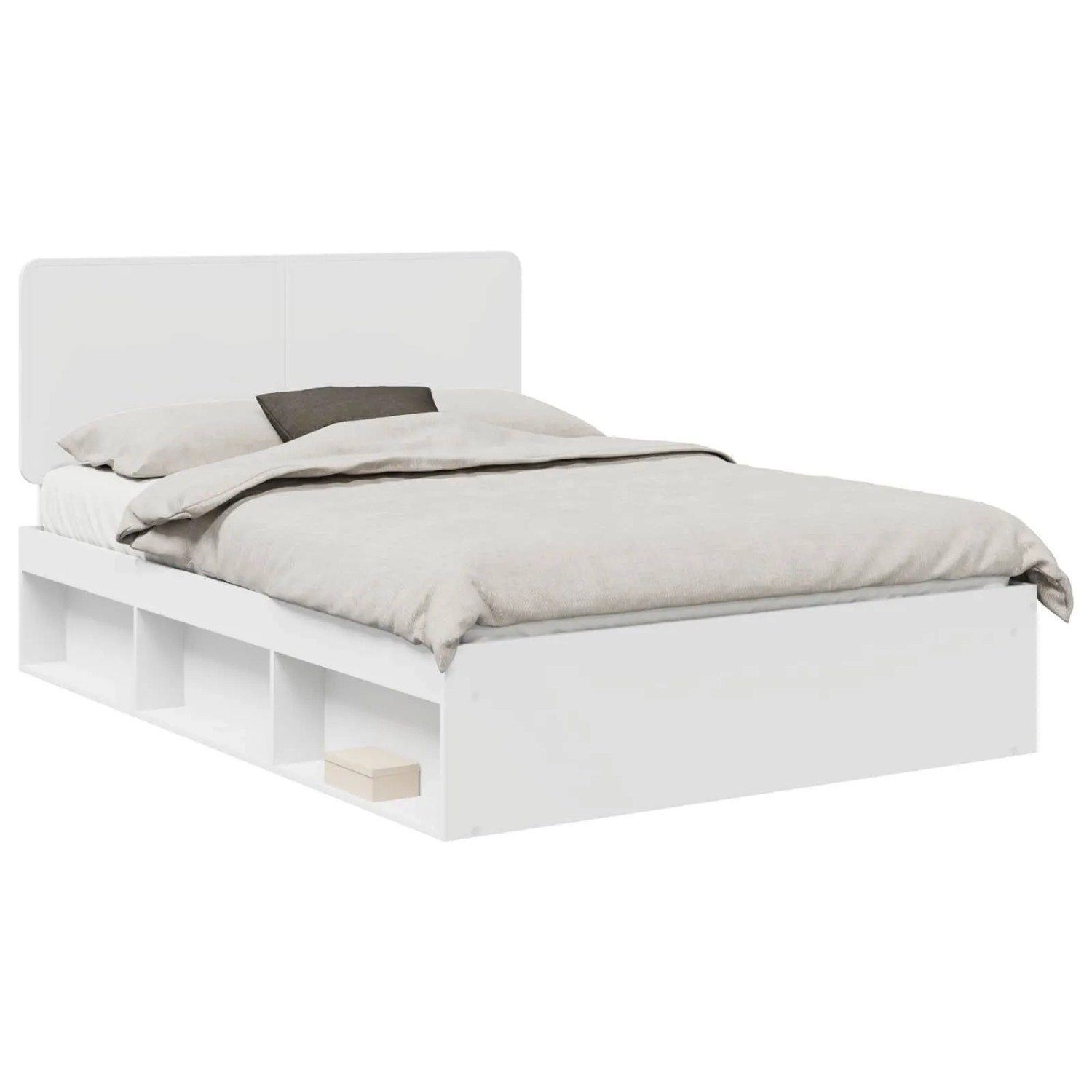 vidaXL Bettrahmen mit Kopfteil Weiß 150 x 200 cm Massives Kiefernholz 3412470