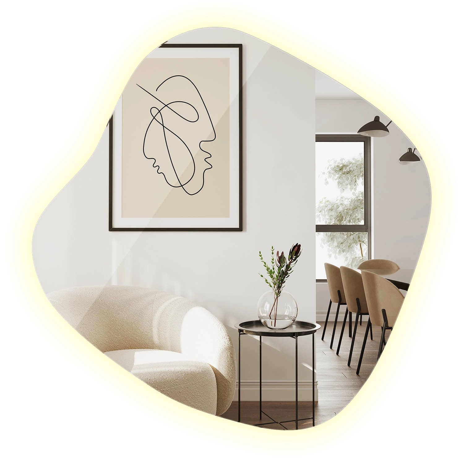 Tulup LED Spiegel LED Spiegel Unregelmäßig 77x76,6 cm Boho LED SpiegelGroße günstig online kaufen