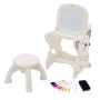 Joyz 3in1 Spieltisch weiß mit LCD-Tafel, Kinderhocker, Stiften und Schwamm. Vielseitiges Spielgerät aus Kunststoff.