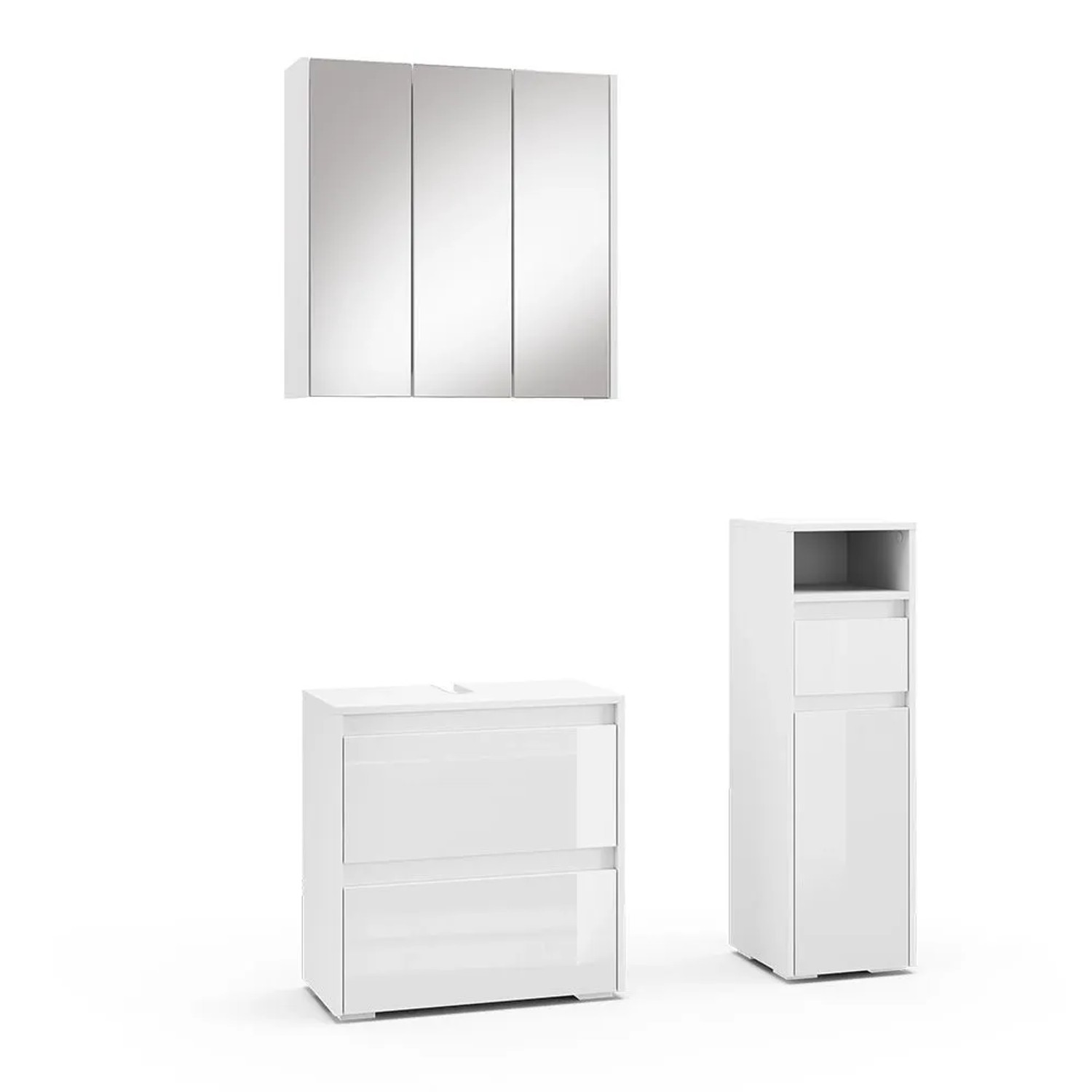 Vicco Badmöbel-Set Majest Weiß Hochglanz 60 x 62 3-teilig