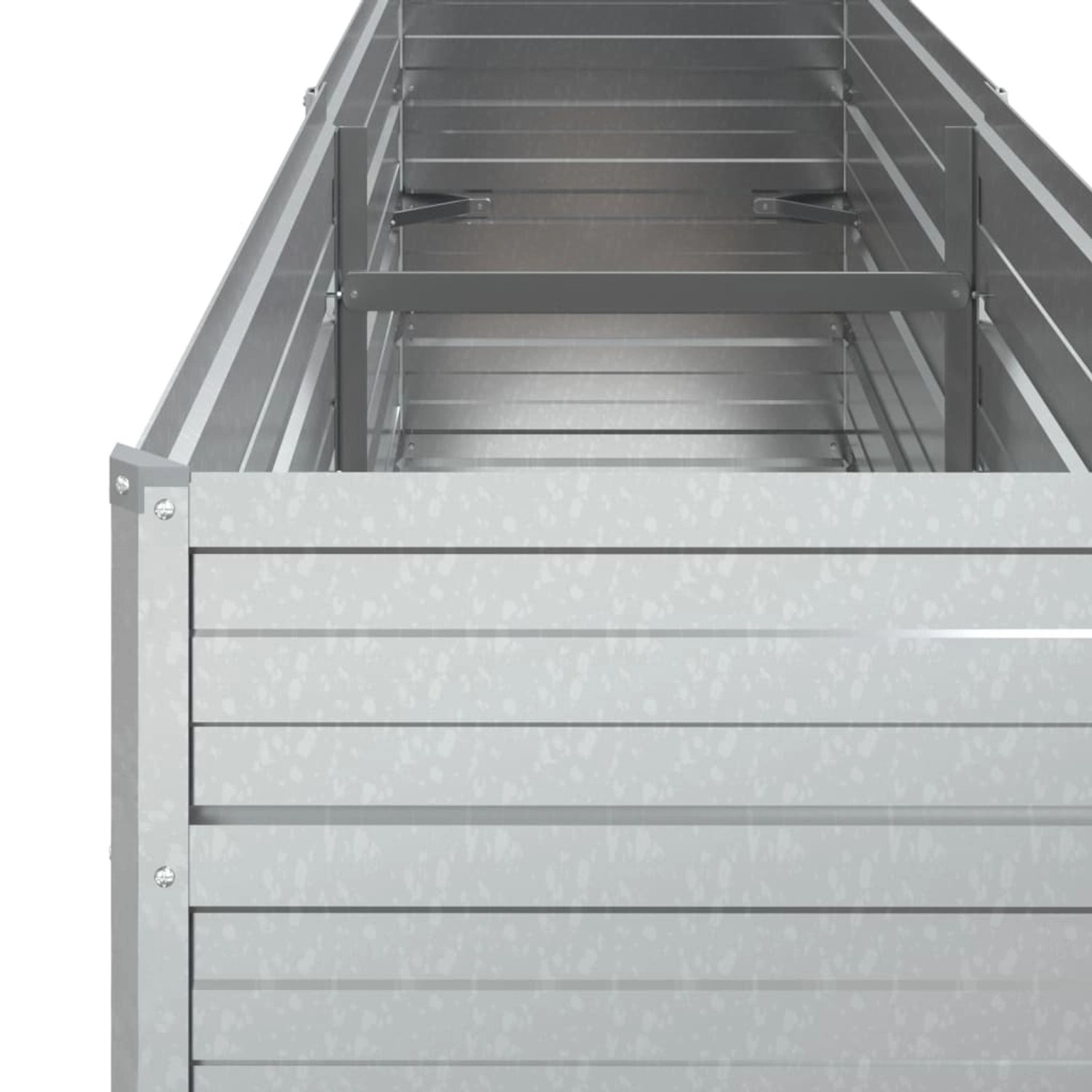 Silbernes furnicato Garten-Hochbeet aus verzinktem Stahl, 160x40x77 cm.