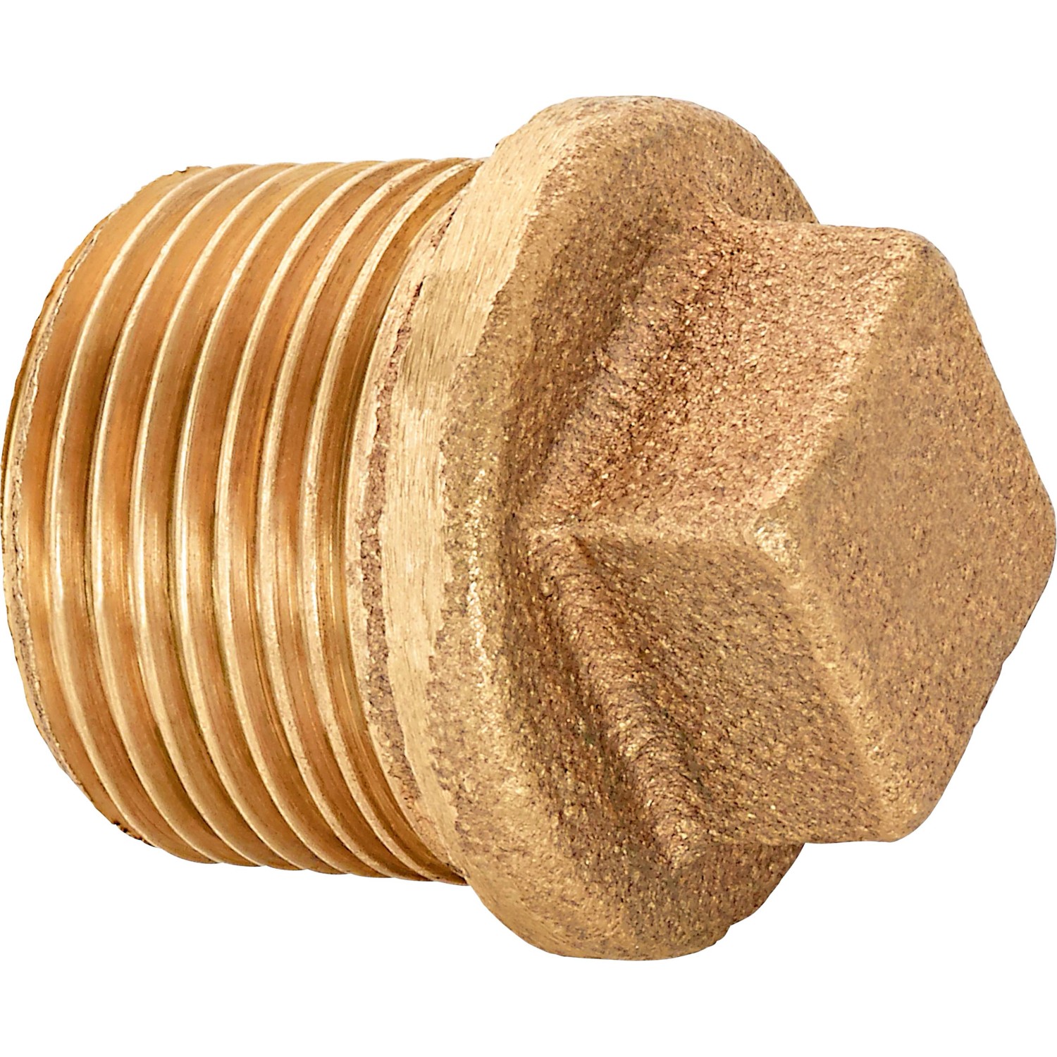 Gewinde-Stopfen aus Rotguss, 16,7 mm (R 3/8), mit Vierkantantrieb zum Verschließen von Gewindefittings.
