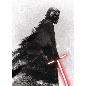 Star Wars Fototapete: Kylo Ren mit Lichtschwert in Grau, 200x280 cm.