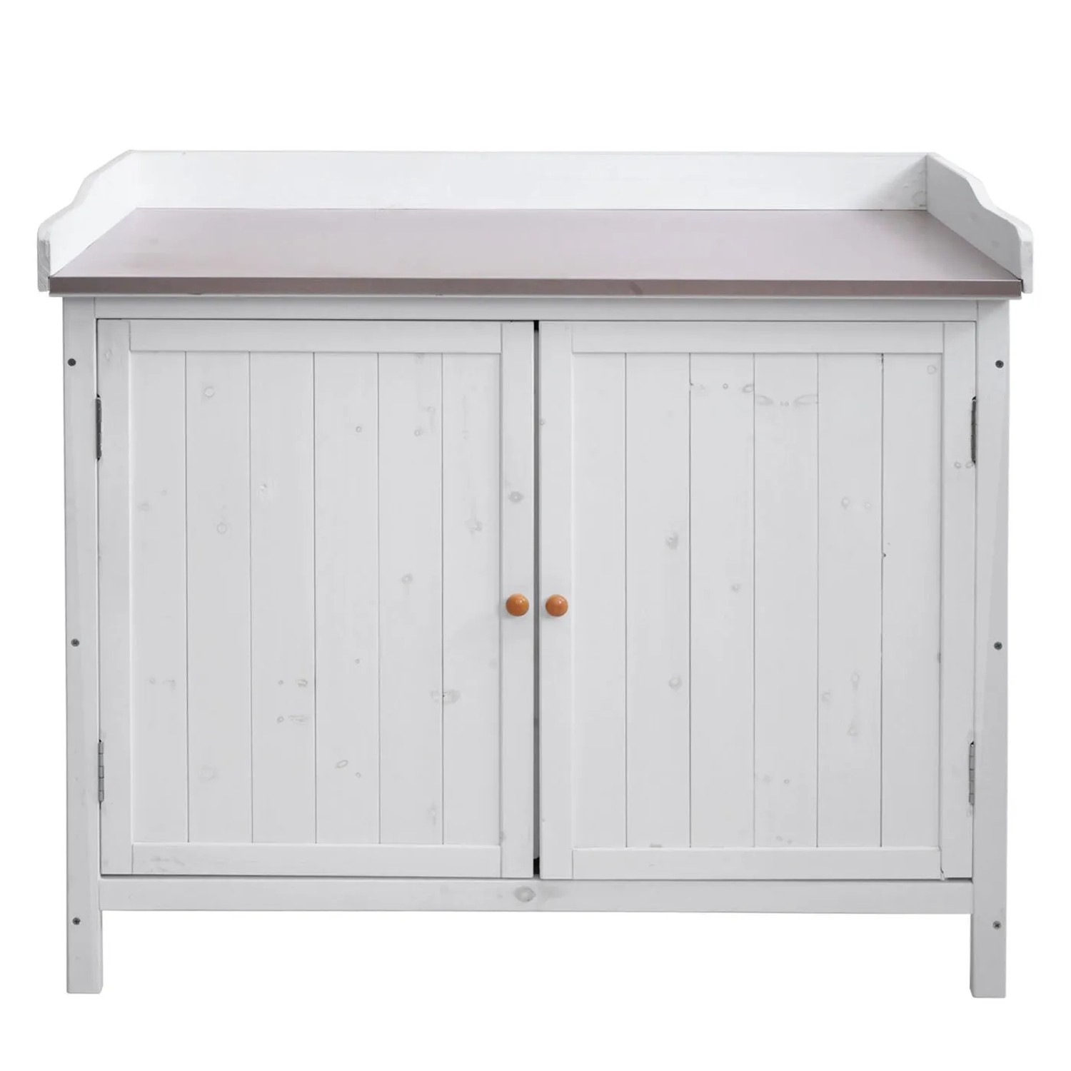 PROREGAL Gartenschrank Mit Arbeitsplatte 86x104x52cm Outdoor Tanne Holz Weiß_5