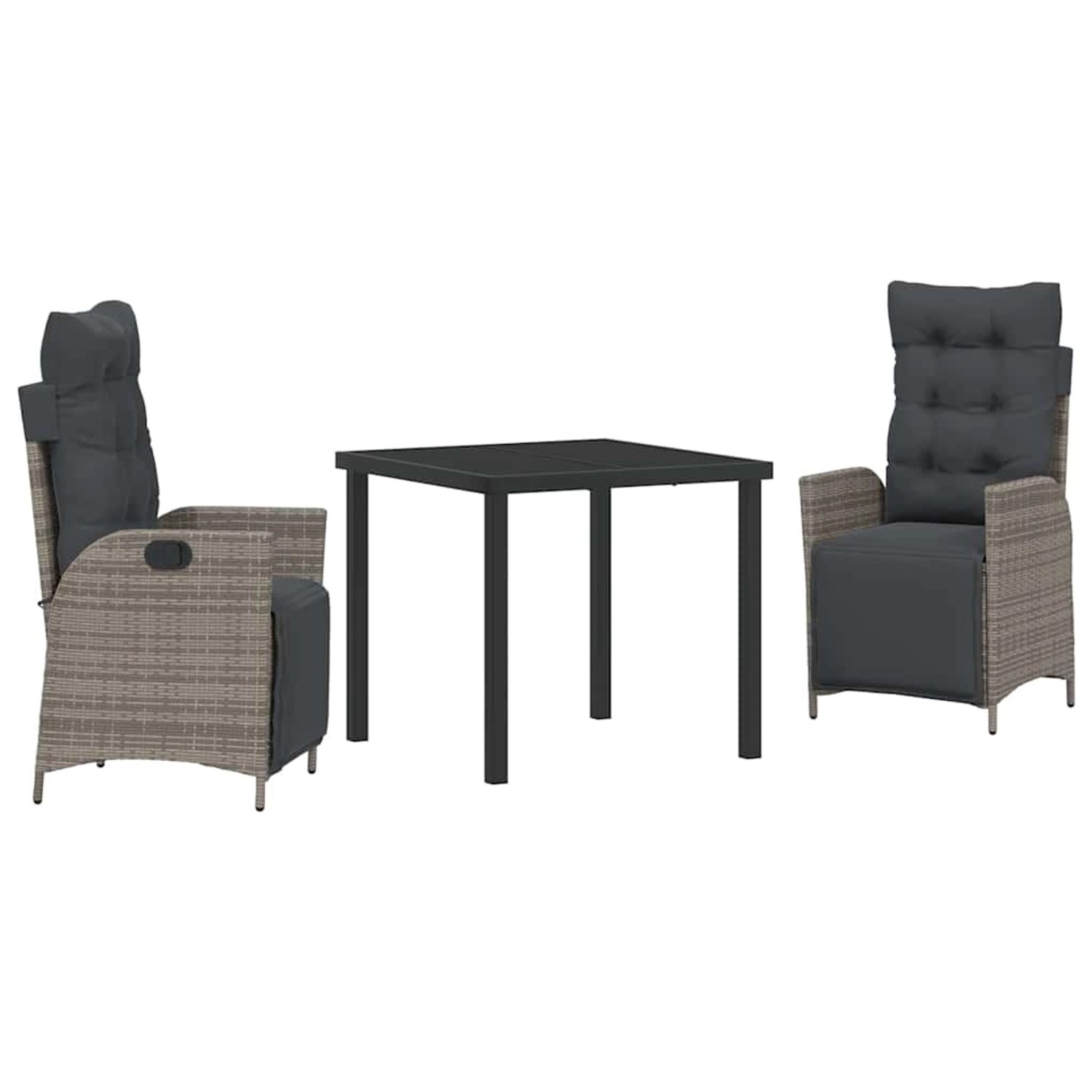 vidaXL Garten Essgruppe 3-Tlg Grau Poly Rattan 3380547 günstig online kaufen
