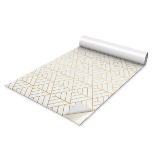 Tulup Möbelfolie mit minimalistischem, goldenem Geometrie-Muster auf Weiß, 75x150 cm.