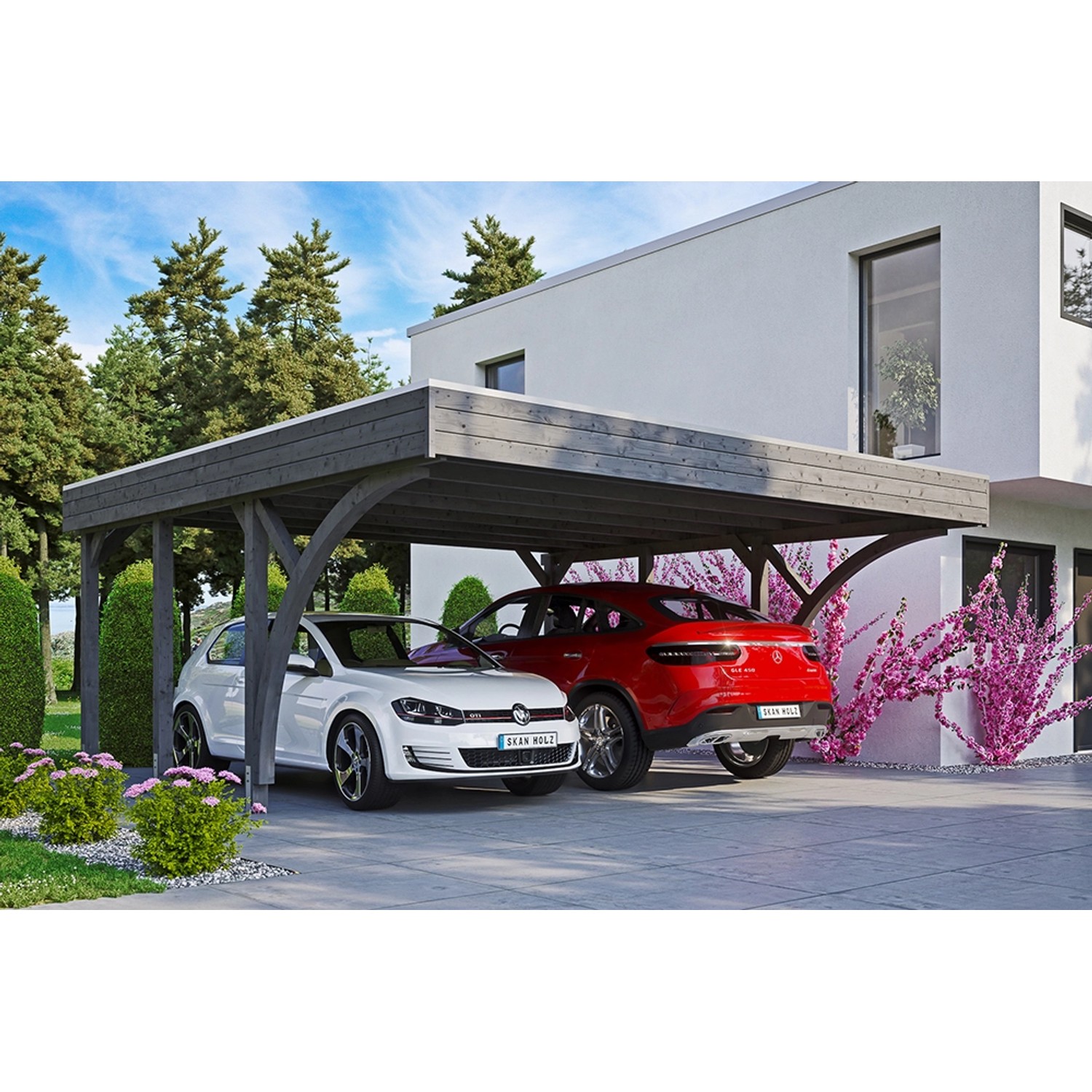 Friesland Carport Set 8 Schiefergrau 557 x 555 cm