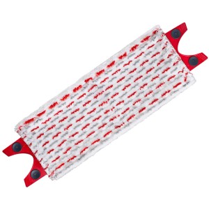 Vileda Ultramax Ersatz-Wischbezug für Reinigungsgeräte, Mikrofaser, rot/weiß/grau.