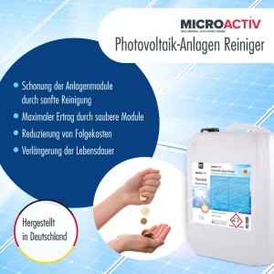 Microactiv Photovoltaikanlagen Reiniger, 4 x 10l Kanister. Reinigungsmittel für Solaranlagen.