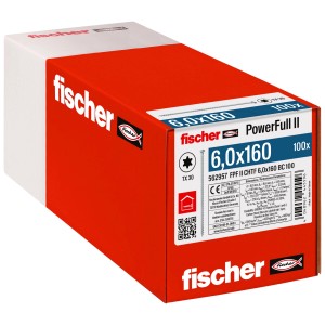 Fischer Holzschrauben PowerFull II, 6x160 mm, 100 Stück im Karton.