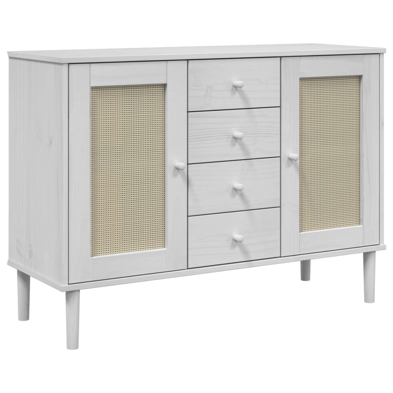vidaXL Sideboard SENJA Rattan-Optik Weiß 112x40x80 cm Kiefernholz 358026 günstig online kaufen