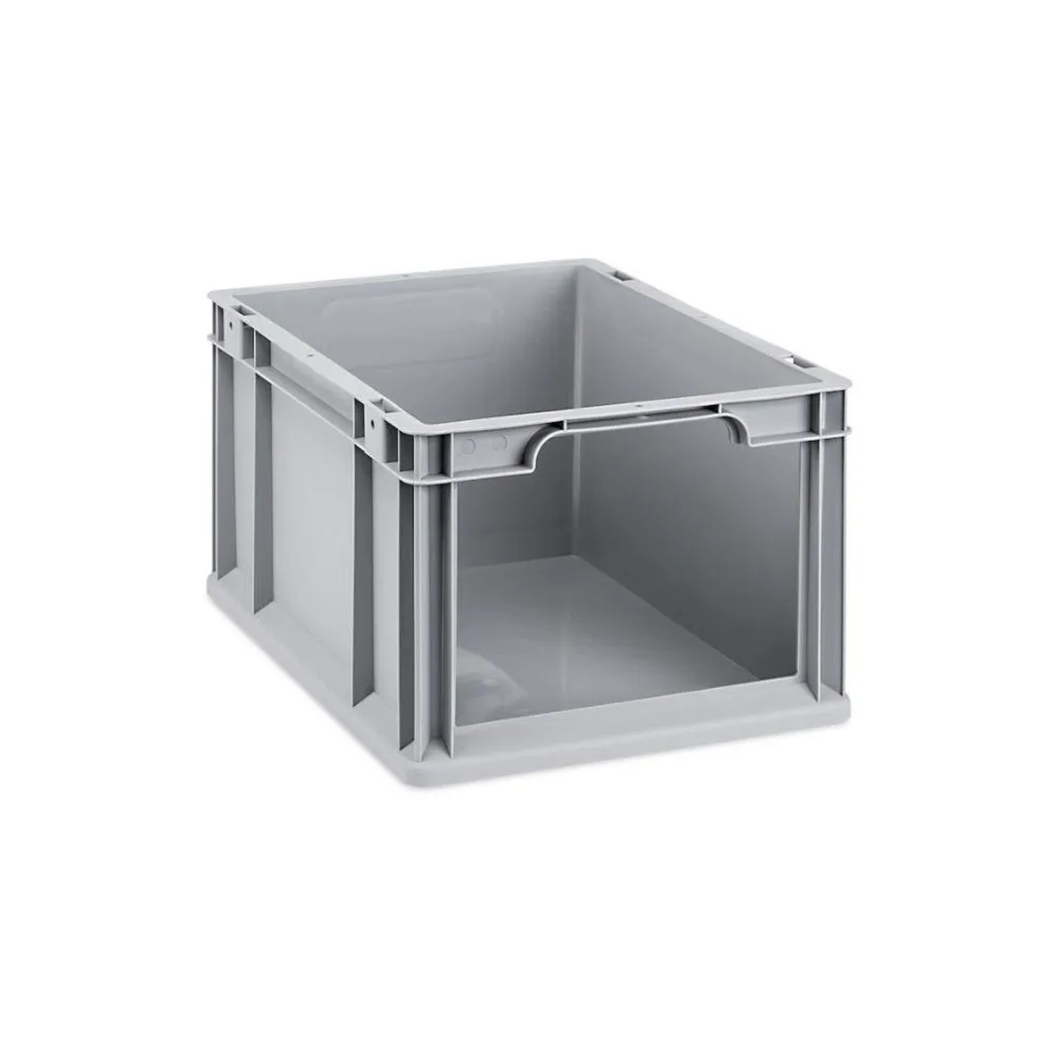 Graue Eurobox NextGen Store mit offener Front, 20 Liter, ideal zur Aufbewahrung und Lagerung.
