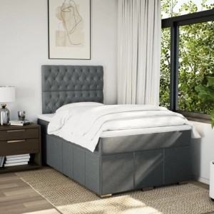 vidaXL Boxspringbett mit Matratze Dunkelgrau 120x200 cm Stoff 3291643