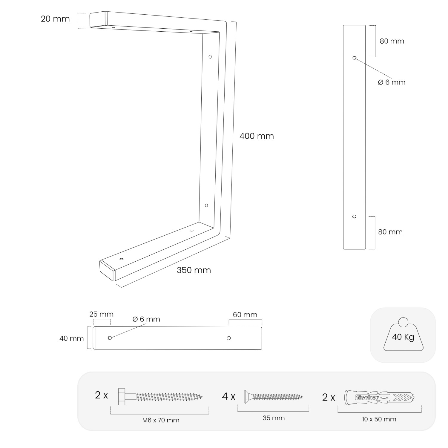 HEVVA Waschtischhalterung LAHN 35 cm Tief 2er Set Schwarz_6