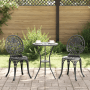 Schwarzes 3-teiliges vidaXL Garten Bistro Set aus Aluminium für Terrasse und Garten.