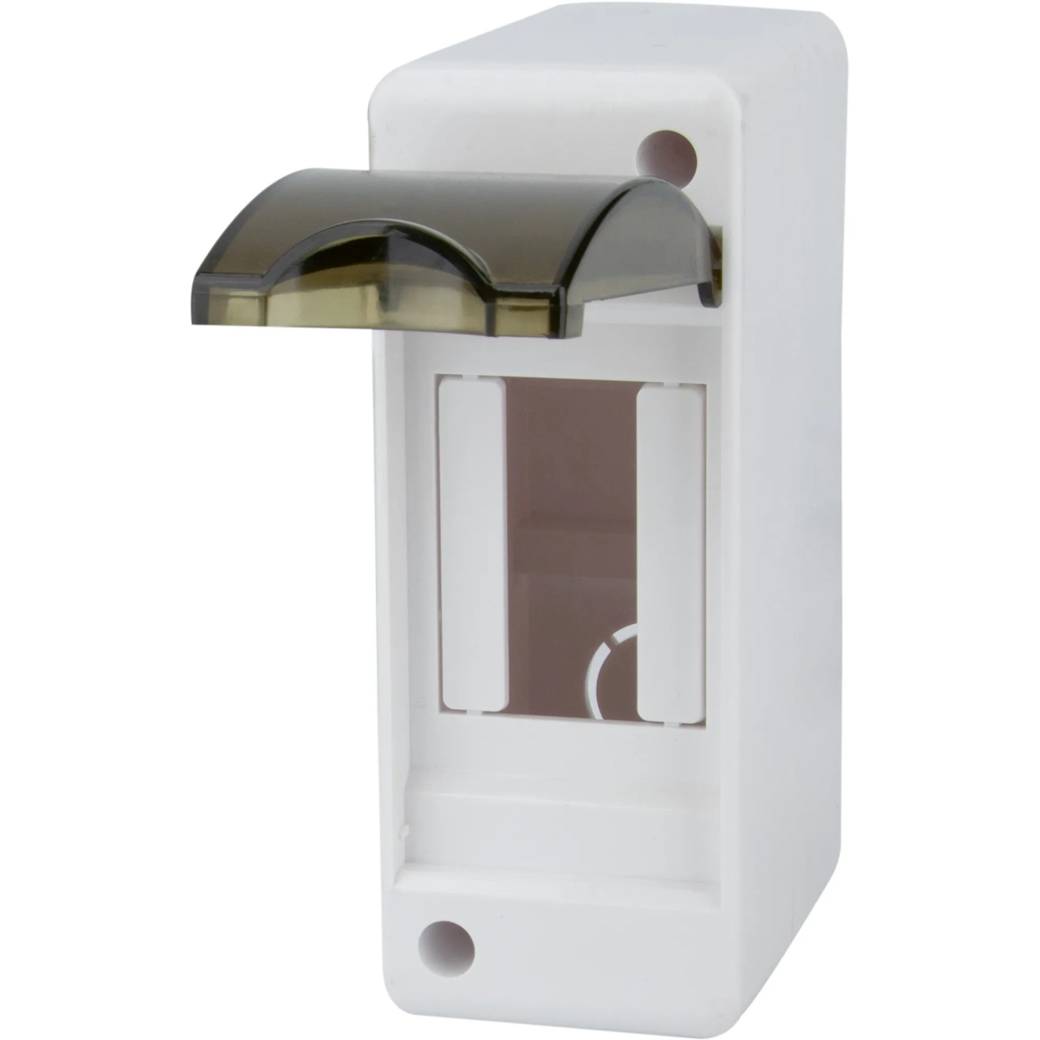 Aufputz Kleinverteiler für 2 Module mit transparenter Klappe, 14,1x5,3x8,3 cm.