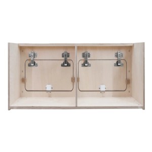 Wohnwagen Hängeschrank aus Birkensperrholz, 80cm breit, mit zwei Fächern und Soft-Close Scharnieren.