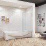 Duschparadies Badewannenaufsatz 70x140cm, ESG Glas, Alu Silber Matt, als Duschabtrennung auf Badewanne.