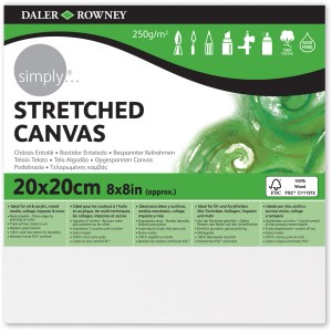 Daler-Rowney Keilrahmen, 20x20 cm, bespannt mit Baumwolltuch. Ideal für Öl- und Acrylmalerei.