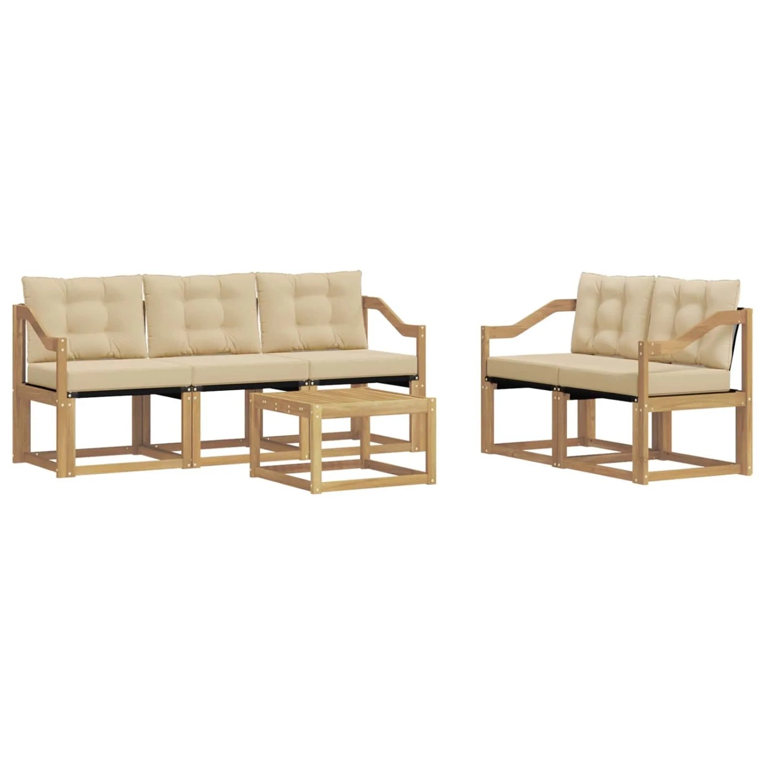 vidaXL Outdoor-Sofagarnitur mit Kissen 6-Tlg Weiß und Beige 3389223