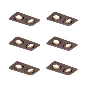 Set aus 6 dunkelbronzenen QAZQA Einbaustrahlern, schwenkbar, GU10, für Lampen & Leuchten.