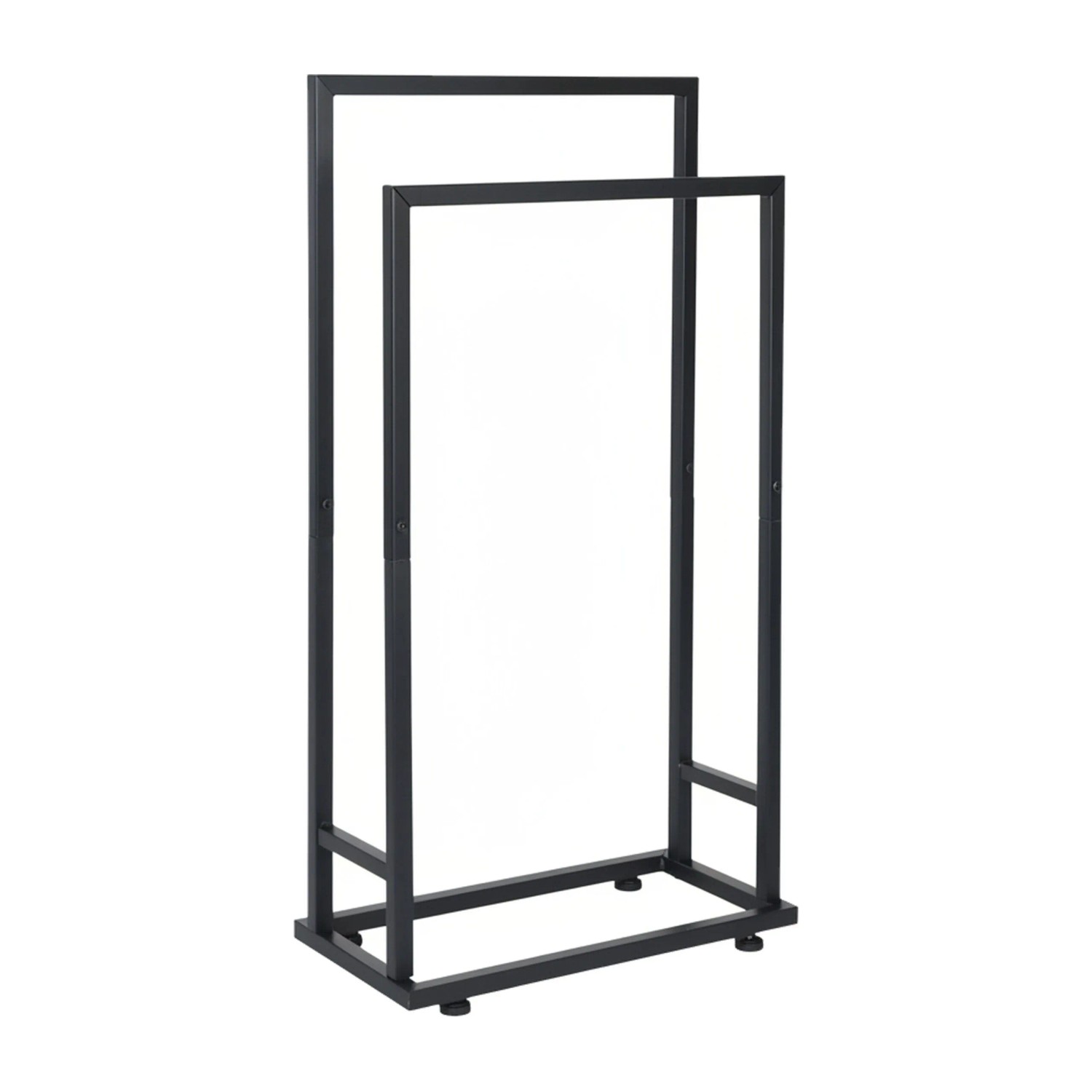 Relaxdays Handtuchständer Eisen Schwarz Freistehend mit 2 Stangen 77 cm x 41 cm x 21 cm 1,8 kg