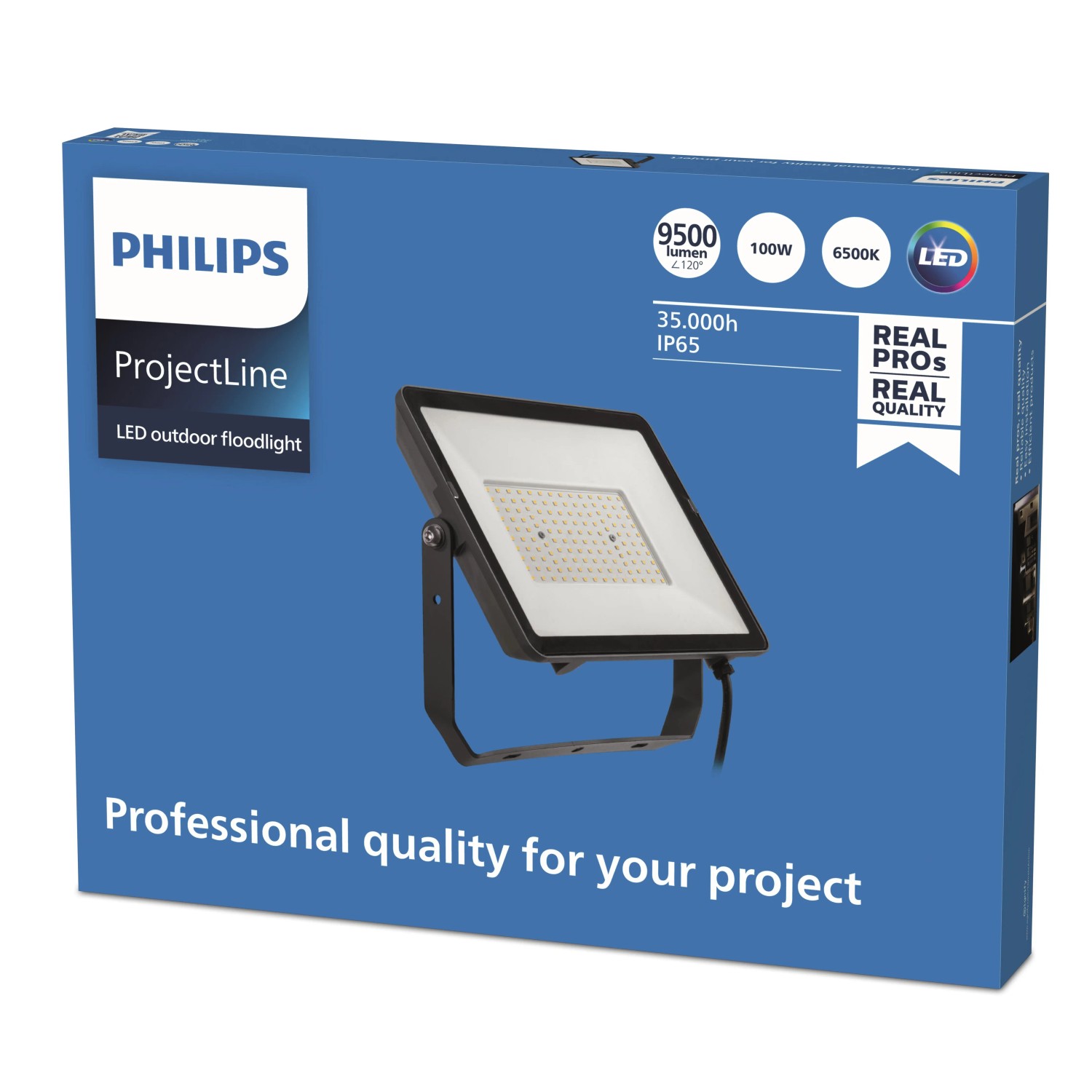 Philips Projectline LED-Außenstrahler, 100W, 6500K, IP65, zur Beleuchtung von Gärten, Einfahrten und Parkplätzen.