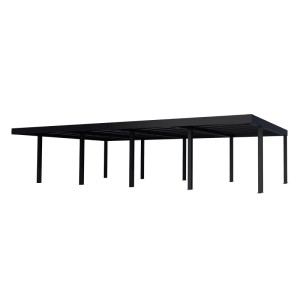 Canopia Carport Oslo, 1195x596 cm, Alu schwarz, Paneele grau. Robuste KFZ-Überdachung für vier Fahrzeuge.