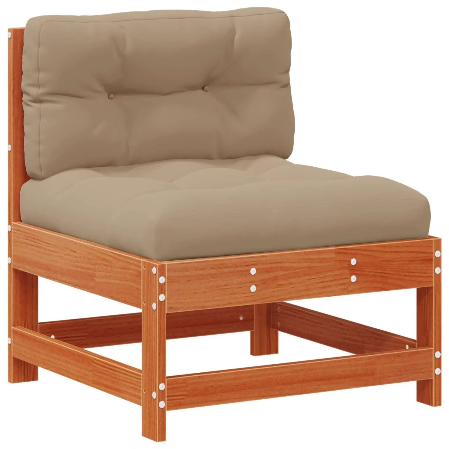 vidaXL Garten Mittelssofa Massives Kiefernholz Wachsbraun 865476